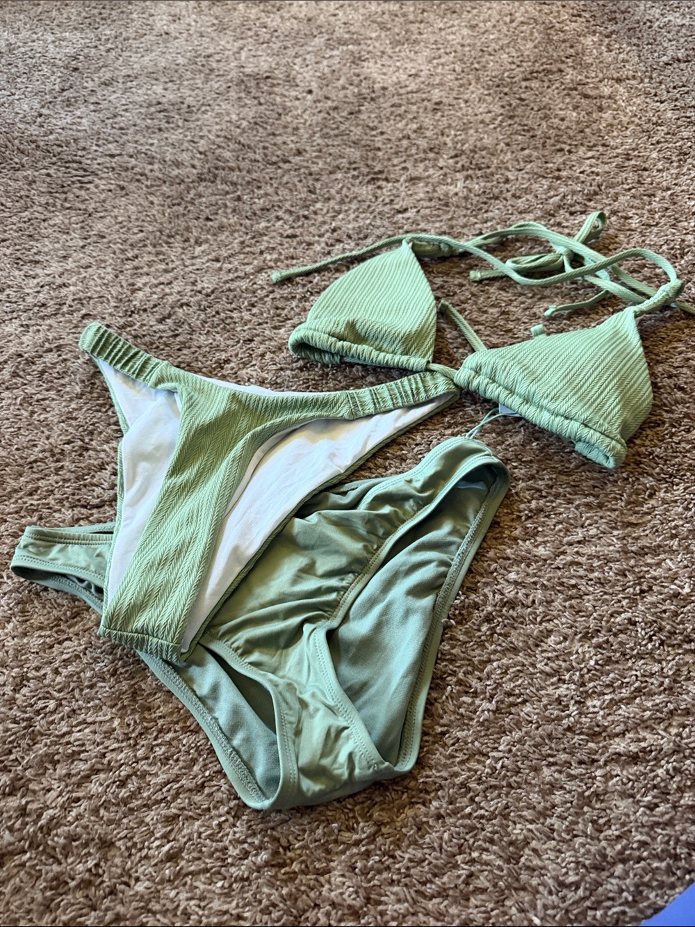 Light Green Ribbed Triangle Bikini Set